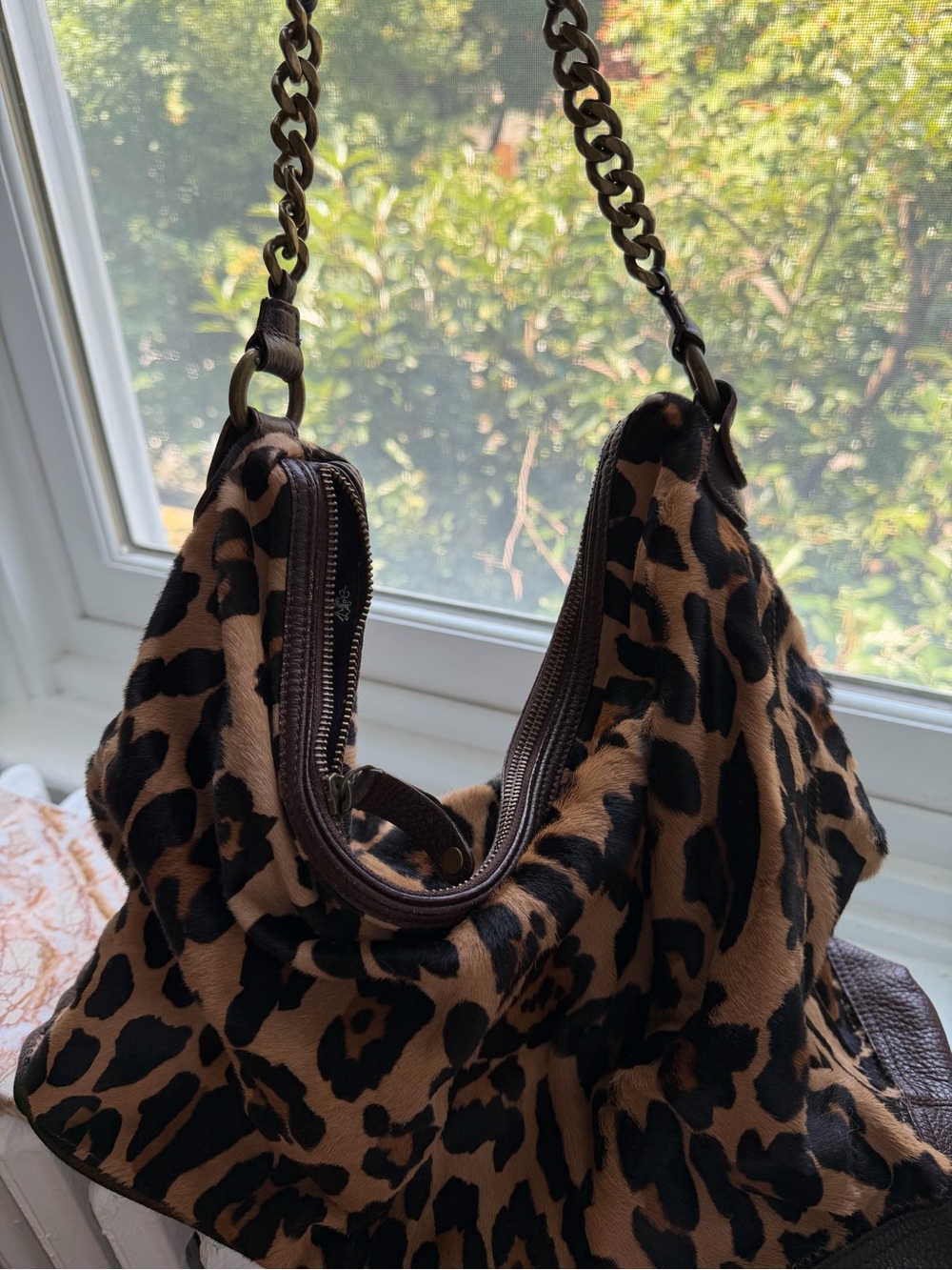 J. Crew Collection Leopard Print Tote Shoulder Bag - Brown/Black - Picture 2 of 4